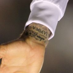 a close up of a person's hand with tattoos on it