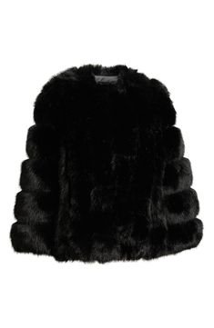 Finish a formal look or elevate an everyday one with a plush faux fur jacket that keeps you cozy yet chic. 28" length (size Medium) Front hook-and-eye closure Collarless Lined 100% polyester faux fur Dry clean Imported Elegant Faux Fur Outerwear, Elegant Outerwear With Faux Fur, Black Fluffy Faux Fur Outerwear, Formal Faux Fur Coat For Fall, Formal Faux Fur Outerwear In Mink Color, Black Fur Coat With Faux Fur Trim, Black Faux Fur Coat With Faux Fur Trim, Formal Faux Fur Outerwear With Fur Trim, Evening Faux Fur Coat For Fall