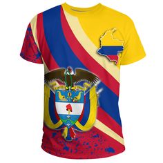 Colombia Special Flag T Shirts Yellow All Over Print Short Sleeve T-shirt, Yellow Short Sleeve T-shirt With All Over Print, Yellow Sublimation Print Short Sleeve T-shirt, Yellow Sublimation Print Crew Neck Shirt, Yellow T-shirt With Sublimation Print, Yellow T-shirt With Sublimation Print Short Sleeves, Yellow Crew Neck T-shirt With All Over Print, Yellow Short Sleeve T-shirt With Sublimation Print, Yellow Crew Neck Shirt With Sublimation Print