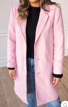 Phoebe Coat in Pink Leather Jacket Outfits, Casual Jeans, Jacket Outfits, Everyday Outfits, Pink Color, Fashion Forward, Trench Coat, Coats Jackets, Leather Jacket