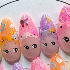 Kewpie Nails, Sonny Angel Nails, Gel Nails Designs, Summer Nailart, Usa Nails, Angel Nails, Hello Nails, Sonny Angels, Cute Simple Nails