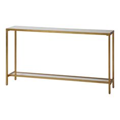 a gold metal and glass console table