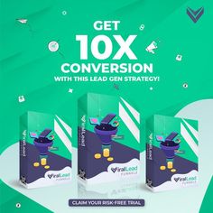 three boxes with the text get 10x conversation with this lead gen strategy on them