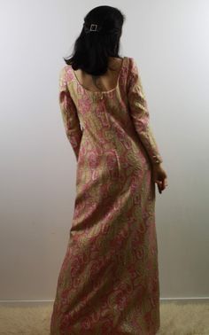 Vintage late 60s pink and gold brocade evening maxi dress. So stunning. Size 8/10 uk. Fully lined. Excellent vintage conditions. Shipping of this item takes one week for dry cleaning. I wish the dress is perfect for you! All items are vintage and used. However they are all in good to excellent condition. Any defect is specified. Sometimes, small signs of use are to be considered normal. No exchanges and returns, but ask me everything you need! Fitted Pink Brocade Dress, Pink Brocade Dress For Formal Occasions, Pink Brocade Dress For Festive Occasions, Elegant Pink Maxi Dress For Festive Occasion, Festive Pink Fitted Maxi Dress, Festive Fitted Pink Maxi Dress, Festive Vintage Pink Dress, Fitted Pink Maxi Dress For Festive Occasions, Vintage Pink Maxi Dress For Evening