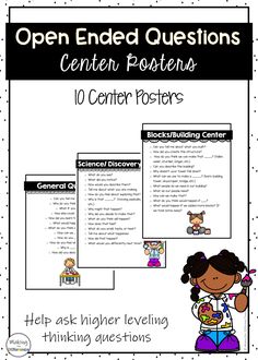 an open ended question poster with the words, center posters and information for students to use