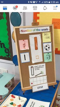 a number of the week board with pictures on it