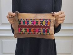 Ethnic Handbags Clutch, Woven Clutch Bag, Folk style bags, Leather Clutch with Bracelet Handle, Even Handmade Leather Clutch, Boho Wallet, Wool Weaving, Woven Clutch, Handmade Clutch, Folk Style, Bags Handmade, Handcrafted Bags, Boho Purses