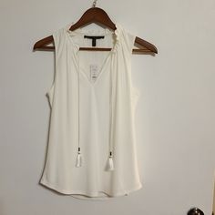 Nwt Sleeveless Top With Tassel Ties. Has Lining. There Is A Tiny Defect In The Back Which Is Pictured. White House Black, White House Black Market, House Black, Black House, White House, Sleeveless Top, Womens Tops, Cream, Women Shopping