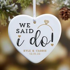 we said i do ornament hanging from a christmas tree