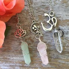 Crystal Fairy Necklace/ Wrapped Crystal Necklace/ Lotus Lotus Crystal, Wrapped Crystal Necklace, Wrapped Crystals, Pentacle Necklace, Fairy Moon, Crystal Fairy, Necklace Fairy, Witch Vibes, Wrapped Crystal