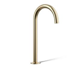 a gold faucet on a white background with the handle extended to it's side