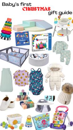 baby's first christmas gift guide with toys and gifts for the child in your life