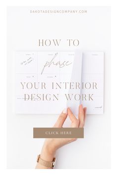 a person's hand holding up a piece of paper that says how to place your interior design work