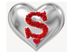 the letter s is made up of small red balls in the shape of a heart