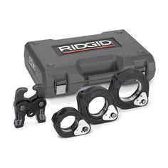 the ridgid toolbox with four pairs of lockings and two sets of clamps