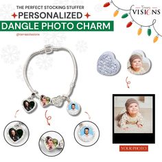 Welcome to TerrasVisions - Personalized Silver Dangle Heart Photo Charms - Cherish Every Moment in Style Make your jewelry collection truly one-of-a-kind with our Personalized Silver Dangle Heart Photo Charms from TerrasVisions. Each charm is more than just an accessory; it's a wearable piece of art, showcasing your cherished memories with elegance and style. Product Features: Fits Pandora Bracelet: Designed to seamlessly fit your Pandora bracelet, these silver dangle heart photo charms effortlessly integrate into your existing collection. Custom Picture Silver Bead: Imprint your bracelet with personalized photo charms, creating a unique and meaningful addition to your jewelry ensemble. Perfect for Special Occasions: Ideal for anniversaries, birthdays, or any milestone celebration, these c Bead Gifts, Heart Photo, Photo Charms, Presents For Her, Perfect Stocking Stuffers, Photo Heart, Silver Bead, Valentines Gift, Pandora Bracelet