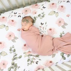 pink floral printed crib sheet Sage And Pink Boho Nursery, Dusty Rose Crib Bedding, Pink Green And Gold Nursery, Light Pink And Sage Nursery, Dusty Rose And Olive Green Nursery, Dusty Rose And Green Nursery, Crib Bedding Sets Girl, Pink Crib Nursery, Sage And Dusty Rose Nursery