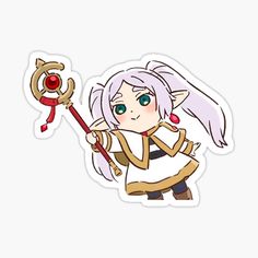 an anime character holding a key sticker