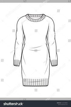 the front and back view of a women's sweater dress, with long sleeves