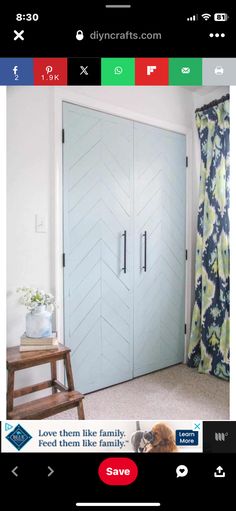 a screen shot of the diycrafts com website showing an image of a closet door