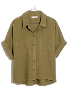 Relaxed Fit Khaki Shirt For Beach, Relaxed Fit Khaki Beach Shirt, Relaxed Fit Khaki Top For Vacation, Khaki Relaxed Fit Top For Vacation, Khaki Cotton Tops For Vacation, Oversized Khaki Tops For Summer, Casual Khaki Tops For Beach, Summer Relaxed Fit Khaki Blouse, Summer Khaki Relaxed Fit Blouse