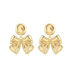 PRICES MAY VARY. [Gold Bow Earrings] These gold bow earrings are exquisitely crafted to express elegance and nobility. The cute bow design has smooth lines, lovely and romantic; The gold earring is unique in shape, comfortable to wear, showing a unique personality. [High Quality] Made of 18K gold material, delicate texture, the cute bow dangle earrings are hypoallergenic and prevent ear infections. These gold ribbon earrings are 100% free from BPA, lead, nickel, and cadmium. [Suitable Size] The bow earrings for women are 1.22in wide and 1.6in high, making them comfortable to wear. After many wear tests and improvements, this size is suitable for most women. Antique gold bow earrings make your look even prettier. [Gift Idea] Handcrafted bow stud earrings are delicate jewelry for women. The Cute Earrings Studs, Bow Earring, Ribbon Earrings, Ear Infections, Earrings For Sensitive Ears, Vintage Ribbon, Gold Ribbon, Bow Earrings, Gold Ribbons