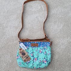 Floral Cross Body Hand Bag. Casual Blue Shoulder Bag With Floral Print, Casual Floral Print Satchel Shoulder Bag, Light Blue Casual Bags For Spring, Blue Casual Satchel For Summer, Casual Blue Floral Print Shoulder Bag, Floral Print Bags For Everyday Use In Spring, Blue Tote Shoulder Bag For Spring, Blue Canvas Shoulder Bag For Spring, Spring Floral Print Shoulder Bag For Everyday Use