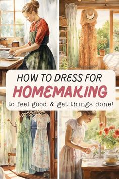 the cover of how to dress for homemaking, with pictures of women in dresses