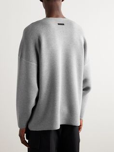 Comfortable, elegant and sophisticated are three words designer Jerry Lorenzo chooses to describe Fear of God's elevated collections. This 'Ottoman' sweater is spun from soft wool in a textured ribbed stich that highlights the dropped-shoulder construction. Jerry Lorenzo, Sweater For Men, Three Words, Fear Of God, Soft Wool, Luxury Gifts, Formal Shirts, Wool Sweater, Wool Sweaters