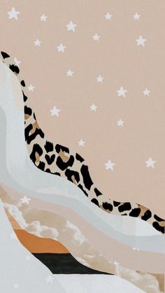 an abstract painting with stars and a leopard print on the bottom half of the image