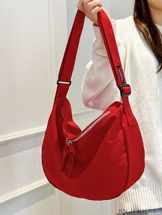 Red Hobo Shoulder Bag With Zipper Pocket, Red Double Handle Shoulder Bag With Zipper Pocket, Red School Bag With Zipper Pocket, Red School Bags With Zipper Pocket, Red Shopping Bag With Zipper Pocket, Red Shoulder Bag With Zipper Pocket, Casual Red Shoulder Bag With Zipper Pocket, Casual Red Hobo Bag With Zipper Closure, Red Bags With Zipper Pocket And Double Handle