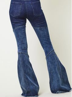 Your new favorite jeans! These paneled bell bottoms are *the* moment! Stretch denim makes them comfortable and worth wearing. Runs true to size. Model is wearing size small. Questions about fit? Email Support@LillaCavallo.com for additional help with choosing the perfect size for you! Fitted Denim Blue Bottoms With Flared Hem, Trendy Medium Wash Flared Hem Bottoms, Trendy Medium Wash Bottoms With Flared Hem, Trendy Medium Wash Flared Bottoms, Casual Dark Wash Flared Hem Bottoms, Medium Wash Stretch Denim Flares, Stretch Medium Wash Denim Flares, Stretch Denim Flares In Medium Wash, Dark Wash Denim Bottoms With Flared Hem