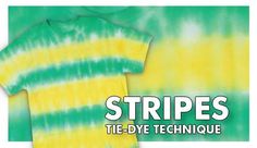 a tie - dye t - shirt with the words stripes in white and yellow on it