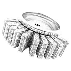 18k White Gold Diamond Fan Ring by Cartier. With 340 Round brilliant cut diamonds VVS1 clarity, E color total weight approximately 4.25ct This ring comes with original Cartier box and Cartier valuation report dated May 2018. Details: Ring Size: European 54, US 6 1/2 Weight: 26.1 grams Width: 11mm Stamped Hallmarks: Cartier 750 54 971XXX(serial number omitted) French Hallmarks **Free Shipping within the United States** YOUR PRICE: $25,000 T3002mhtdd Luxury Cartier Diamond White Rings, Luxury Cartier Diamond Ring With Vvs Clarity, Cartier Luxury Diamond White Diamond Ring, Luxury Cartier White Gold Diamond Ring, Cartier Luxury White Gold Diamond Ring, Cartier White Diamond Ring With Accents, White Cartier Diamond Ring With Accents, Cartier Diamond Ring Brilliant Cut, Cartier Diamond White Brilliant Cut Diamond Ring