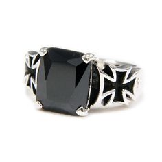 * CONDITION * Brand New & Handmade Finished with Highly Polished * Highest Attention to Details * 100% Handcrafted By Skill Full Silver Smiths * Highest Quality Of Solid Sterling Silver ( NOT PLATED ) * With 925 Stamping * Black Cubic Zirconia * MEASUREMENT * Ring Face Length : 10mm ( Approx ) * Ring Face Width : 10mm ( Approx ) * Weight based on US size 9 : 10gm ( Approx ) * Free Shipping to your doorstep * Signature of Delivery Required * Delivery Duration May Be Vary Depends on your Count Black Sterling Silver Punk Rings, Black Biker Style Ring As Gift, Edgy Black Jewelry For Biker Events, Black Biker Rings For Biker Events, Black Gothic Jewelry For Biker Events, Rocker Rings, Biker Rings Mens, Sugar Skull Ring, Ring Day