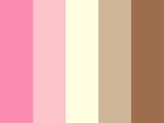 the color palette is pink, brown and white