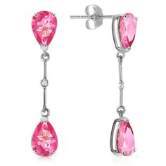 Item: 1718 Description 14k. Gold Diamonds & Pink Topaz Dangling Earring (White Gold) Secured By Post Friction Push Backs A Pair Of Drop Earrings Featuring Natural Pink Topaz With A Glint Of Genuine Diamonds. Item Information Metal: 14k. Solid Gold Metal Weight: 3.10 Gr. Diamonds 2 Round Cut, K-M Color, Si-1 Clarity = 0.01 Ct Gemstones 4 Pear Shape, 9x6 Mm, Pink Topaz = 7.00 Ct Measurements Height: 1.38 In ( 35.1 Mm) Width: 0.24 In ( 6.1 Mm) Pink Teardrop Jewelry With Prong Setting, Classic Pink Drop Jewelry, Pink Teardrop Earrings With Prong Setting, Fine Jewelry Pink Diamond Earrings For Formal Occasions, Pink Diamond Earrings For Formal Events, Fine Jewelry, Formal Pink Diamond Earrings With Prong Setting, Pink Diamond Earrings For Formal Occasions, Fine Jewelry Pink Briolette Earrings, Pink Dangle Earrings With Prong Setting