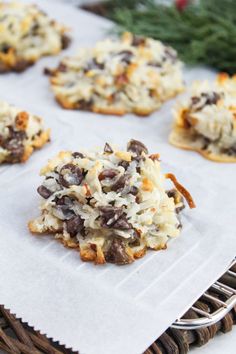 chocolate chip cookies with white and brown toppings