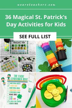 st patrick's day activities for kids with text overlay that says, see full list