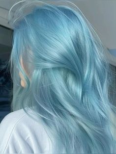 not my pin | hair dye, teal, ethereal, tv girl, hair ideas, hair style, blue Blonde Hair With Light Blue Highlights, Light Blue Hair Aesthetic, Powder Blue Hair, Blue Hair Light, Ocean Blue Hair, Blue Gray Hair, Blue Blonde Hair, Aquamarine Hair, Ice Blue Hair