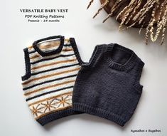 two knitted sweaters sitting next to each other