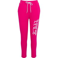 Von Dutch Originals Logo Women's Fuschia Joggers Sporty Logo Print Bottoms For Loungewear, Athleisure Bottoms With Logo Print For Loungewear, Athleisure Bottoms With Logo Print, Sporty Loungewear Bottoms With Logo Print, Athleisure Bottoms For Loungewear With Logo Print, Logo Print Cotton Sweatpants In Athleisure Style, Sporty Cotton Joggers With Logo Print, Cotton Sporty Joggers With Logo Print, Cotton Sweatpants With Logo Print In Athleisure Style