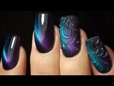 Unghie Sfumate, Art Designs Ideas, Best Nail Art Designs, New Nail Art, Blue Nail, Cat Eye Nails