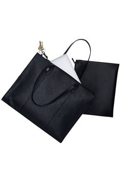 The Work Tote in Black | Beis Travel – Béis Travel Large Capacity Tote Briefcase For Work, Chic Black Laptop Bag With Sleeve, Chic Laptop Bag With Sleeve For Work, Chic Laptop Bag With Laptop Sleeve For Work, Black Workwear Bag With Interior Card Slots, Modern Bags With Laptop Sleeve For Workplace, Workwear Tote Shoulder Bag With Laptop Sleeve, Large Tote Laptop Bag For Work, Versatile Shoulder Bag With Laptop Sleeve For Work