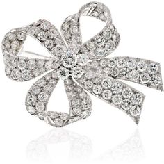 Tiffany & Co. - Platinum 6.00 Carat Diamond Bow Ribbon Ladies Brooch Diamond Bows, Diamond Birthstone, Bow Ribbon, Ribbon Design, Platinum Metal, Diamond Design, High Jewelry, Quality Diamonds, Eternity Bands