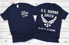 two t - shirts with the u s air force logo on them