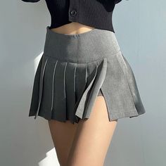 Elegant Miniskirt with Ruffled Hemline and Long-Legging Impact Cute Pleated Skirt, Pleated Skirt Black, Long Pleated Skirt, Polyester Skirt, Pleated Long Skirt, Long Leggings, Half Skirt, Skirt For Women, Long Train