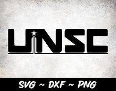 the logo for unsc is shown in black and white