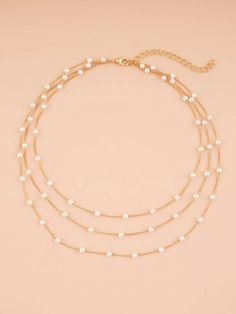 Style:Glamorous \nDetails:Pearls \nGender:Women \nMaterial:Plastic \nColor:Yellow Gold \n Silver Layered Necklace, Women Birthday Gifts, Pearl Necklace Gold, Trendy Fashion Accessories, Gold N, Pearl Decor, Pearl Jewelry Necklace, Friend Gifts, Women Birthday