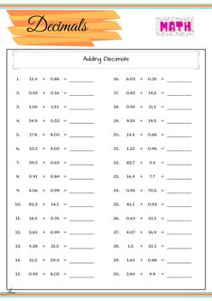 the printable worksheet for adding numbers